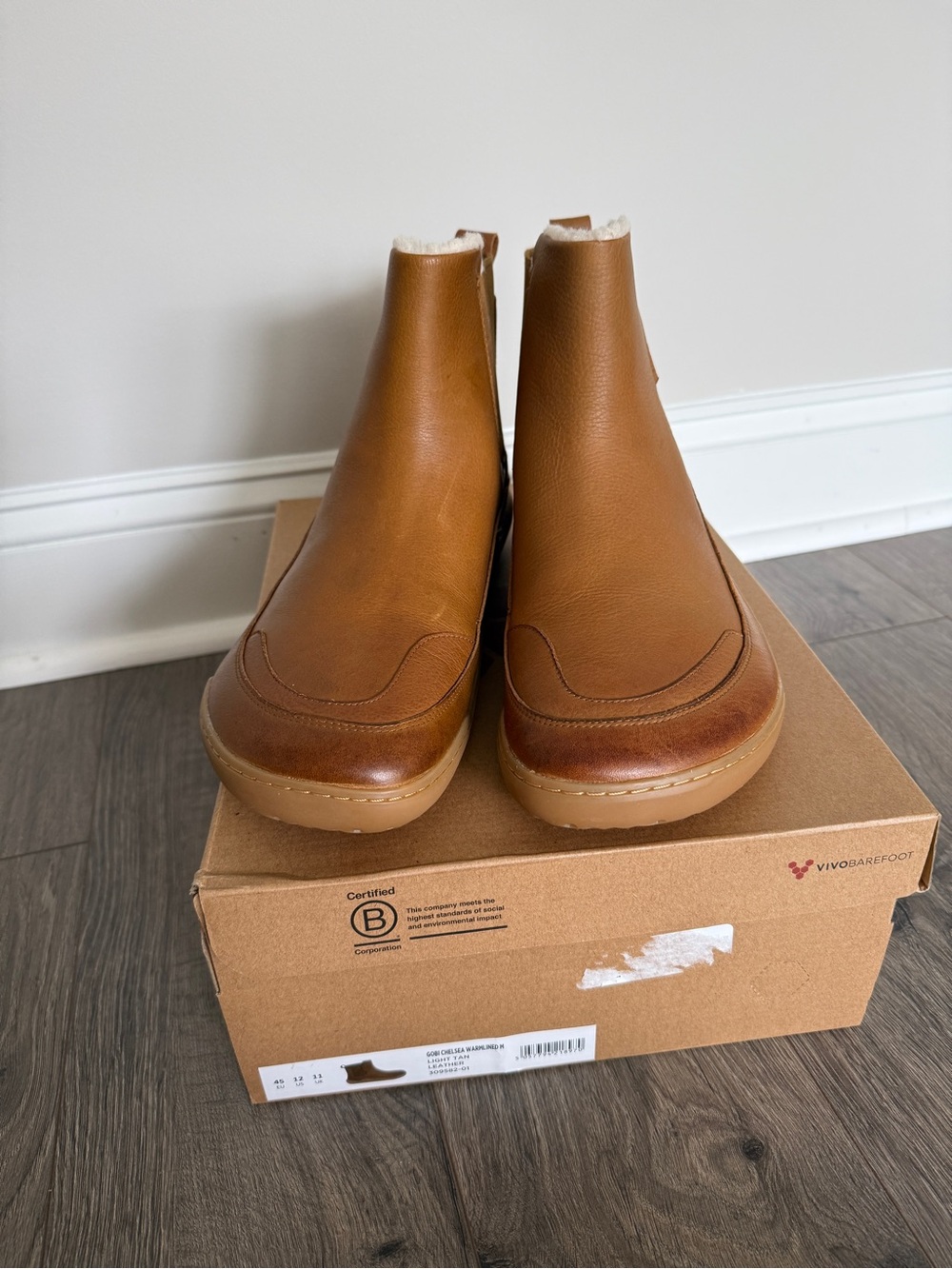 Vivobarefoot Gobi Warm-Lined Chelsea Boots Leather EUR 45 / US 12